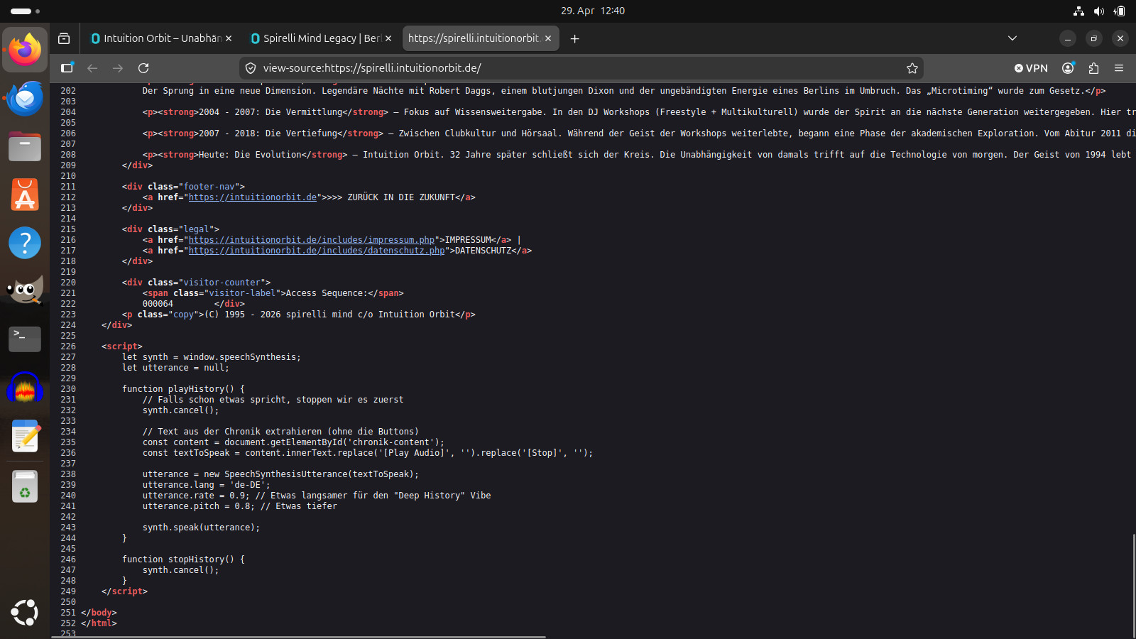 Code Snippet der Speech API Integration