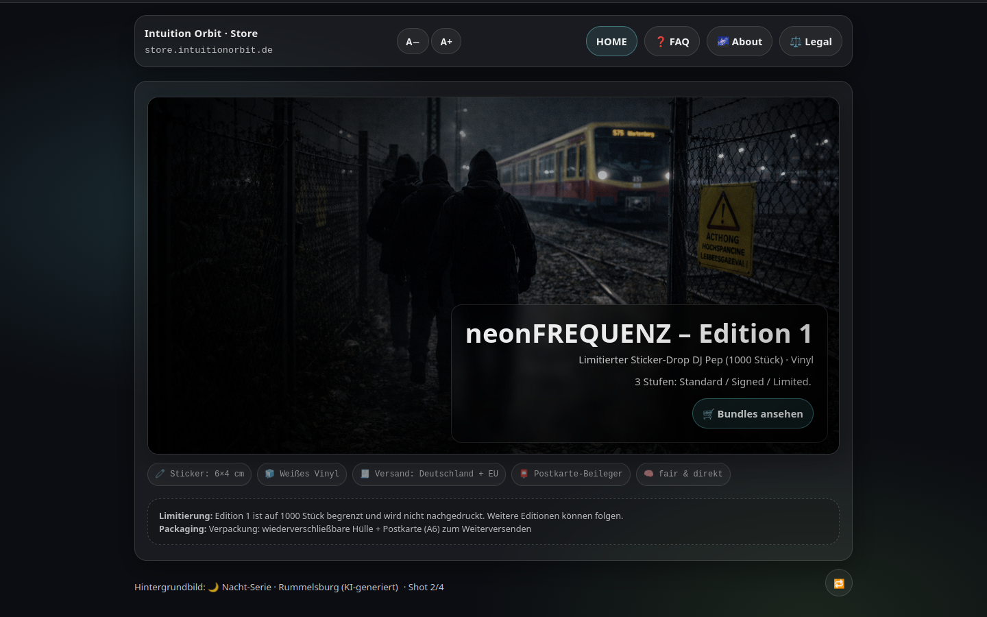 Screenshot der Website neonfrequenz.de